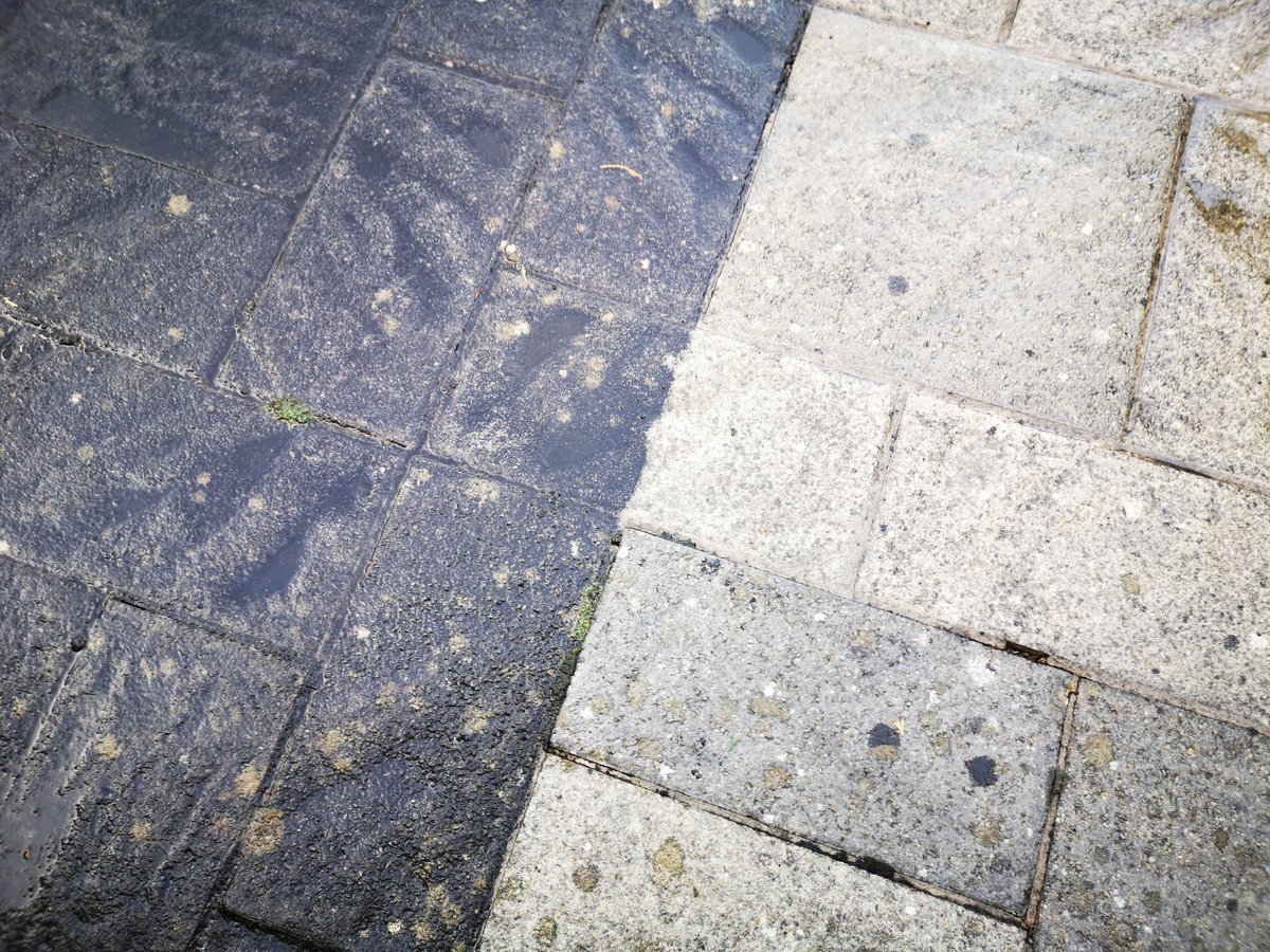 Dirty paving before pressure washing